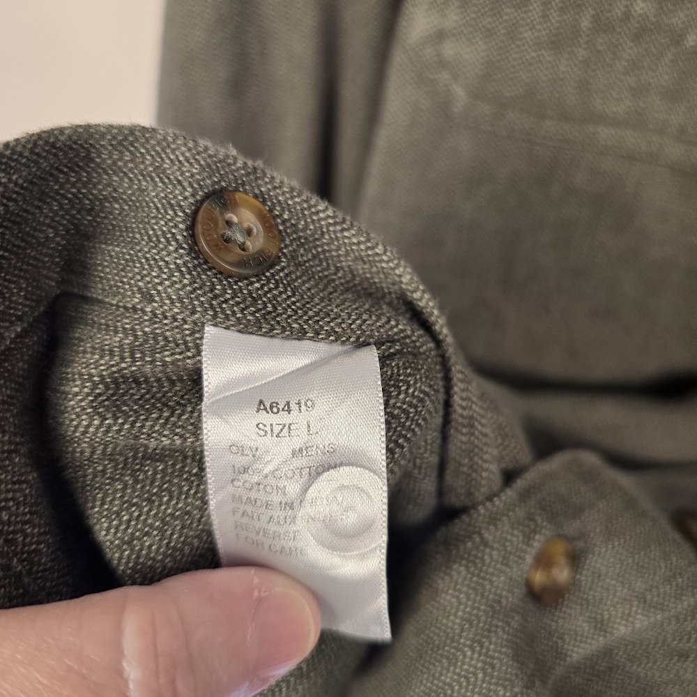 Woolrich Cotton Military Green Button L Sleeve Shirt. Mens Large - Picture 6 of 7